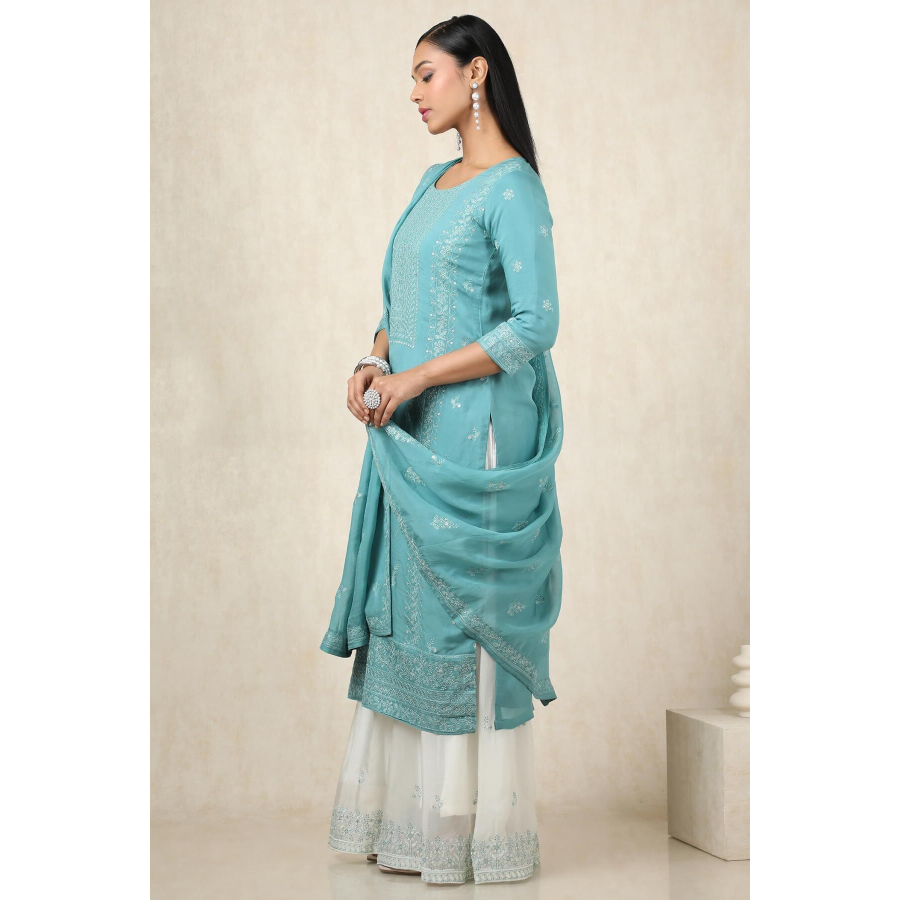 Soch Women's Organza Salwar Suit (Ews5Cd21713_Turquoise Blue