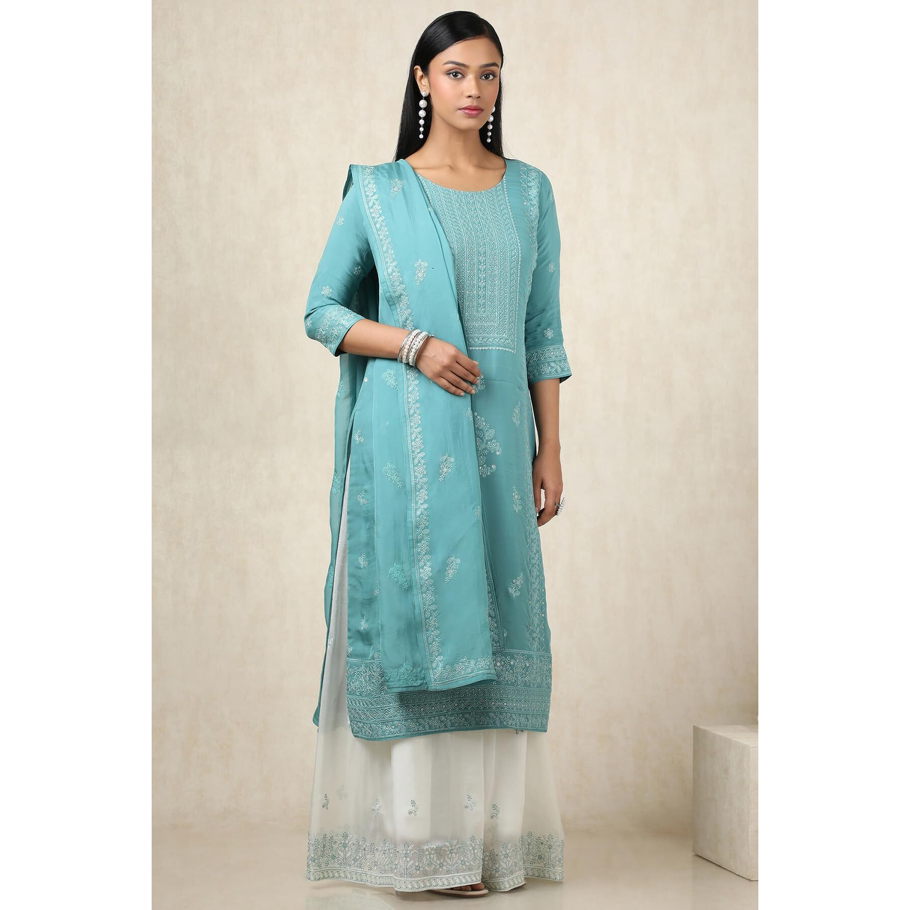 Soch Women's Organza Salwar Suit (Ews5Cd21713_Turquoise Blue