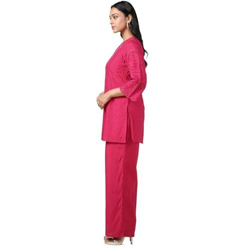 Soch Women's Viscose Blend Kurta Set (Fws5Ks10740B_Fuchsia