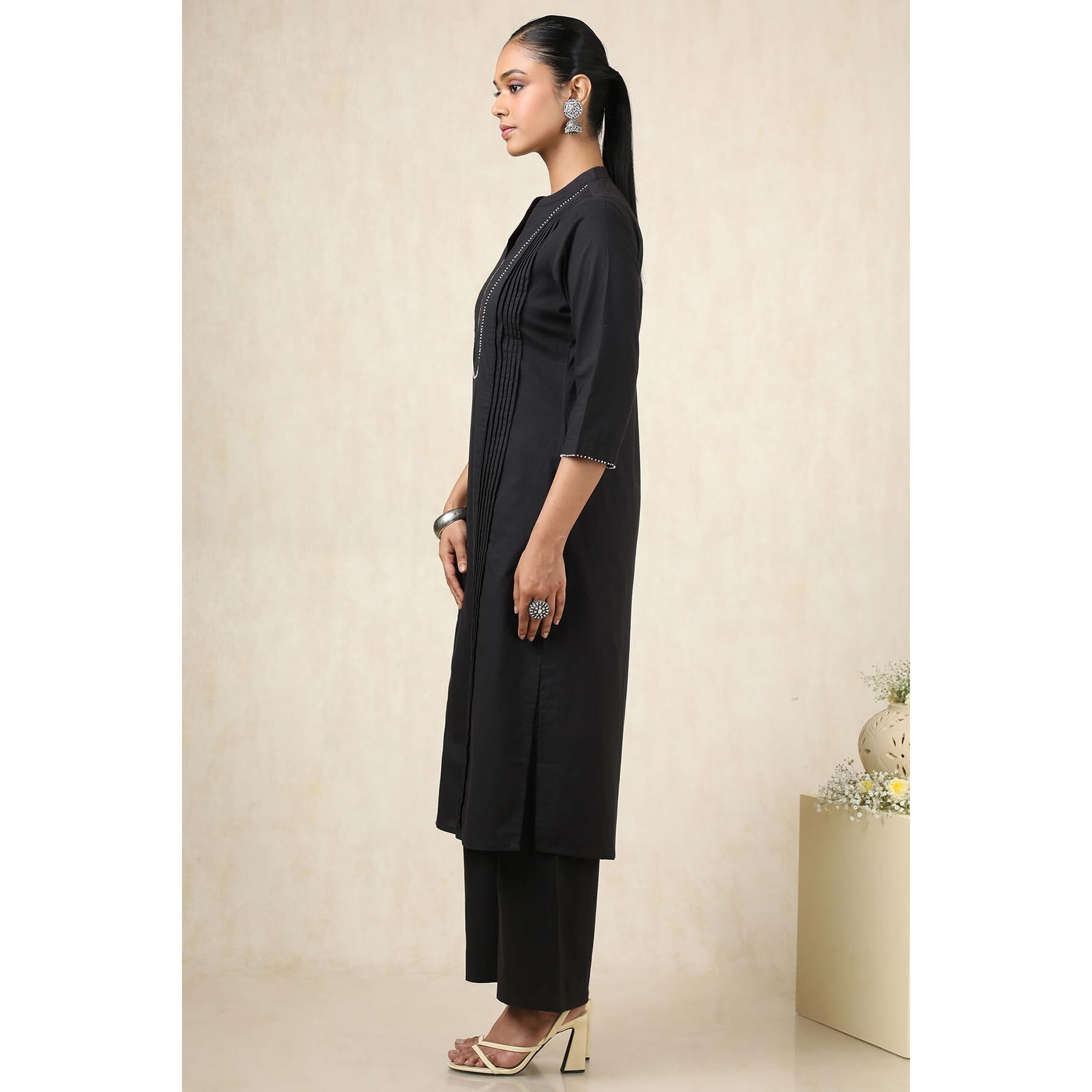 Soch Women's Cotton Kurta Set (Cws5Ks10793_Black