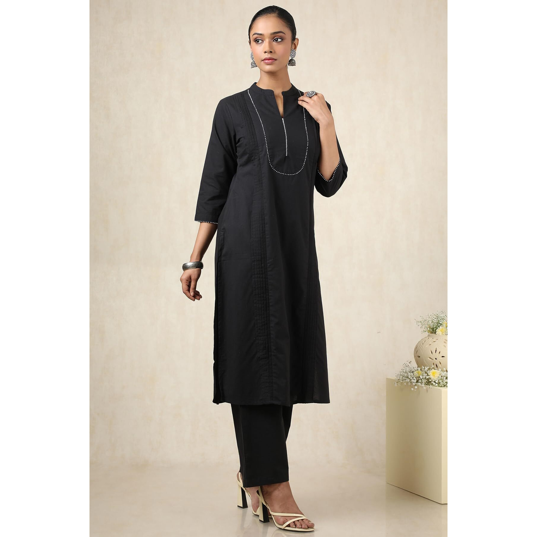 Soch Women's Cotton Kurta Set (Cws5Ks10793_Black