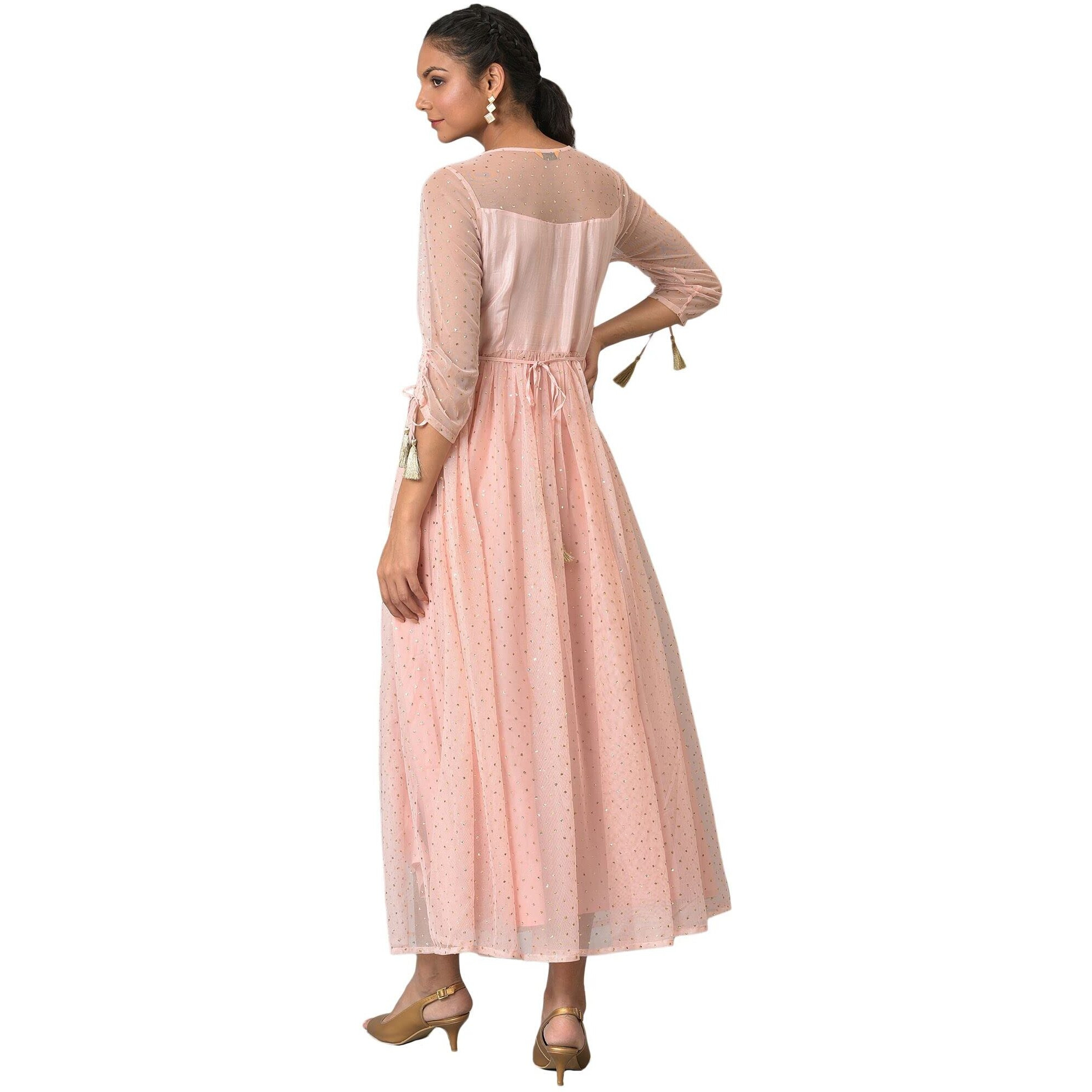 Aurelia Women Parfait Pink Shantung Slub Geometric Printed A-Line Dress_22Aua12671-603464_S