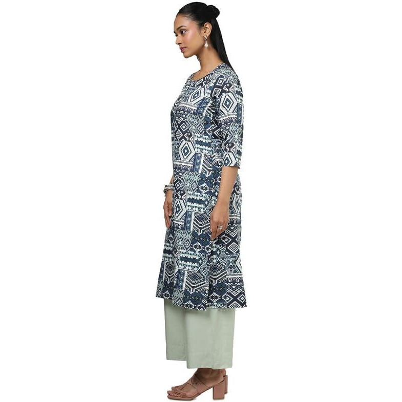 Soch Womens Blue Rayon Ethnic Motifs Kurta