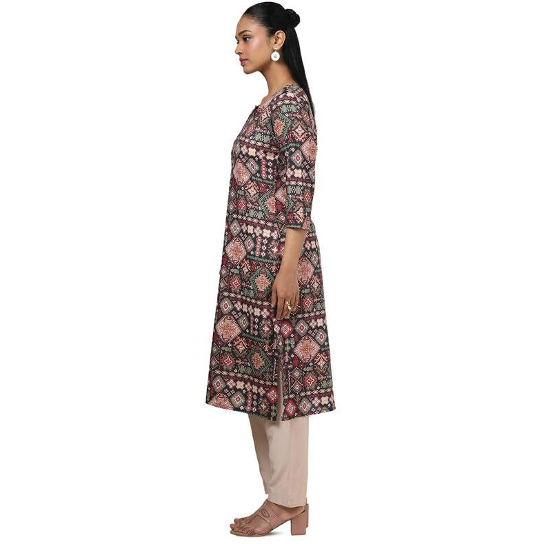 Soch Womens Black Rayon Ethnic Motifs Kurta