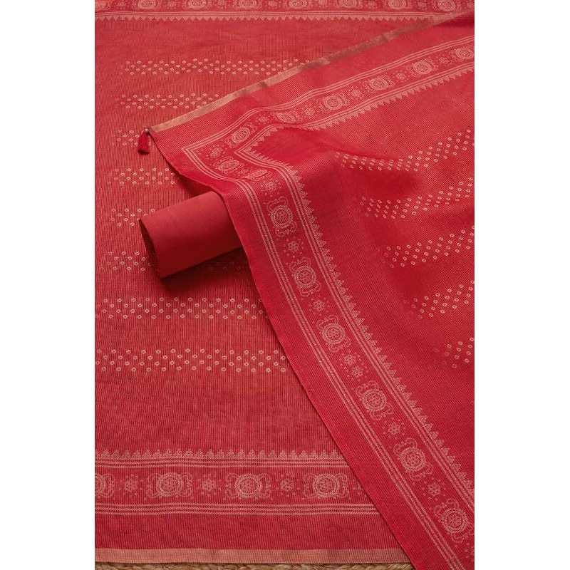 Soch Womens Peach Tissue Shimmer Bandhani Print Unstitch Dress Material With Sequins