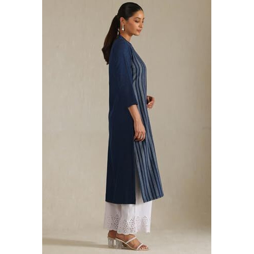 Soch Women's Denim Polka Dots Regular Kurta (Cws5Ku61235_Indigo