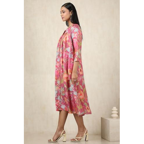 Soch Women's Muslin Midi Dress (Ews5Ku61080_Onion Pink