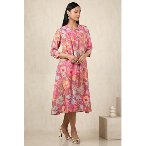 Soch Women's Muslin Midi Dress (Ews5Ku61080_Onion Pink