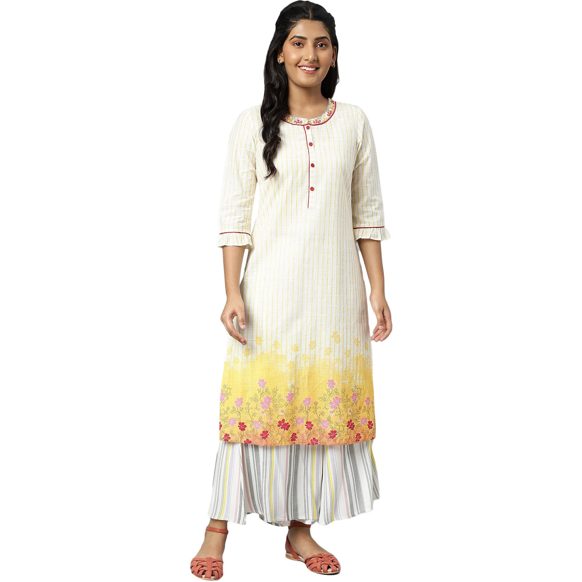 Aurelia Women White Rayon Floral Printed Straight Kurta_22Aua13557-504529_M