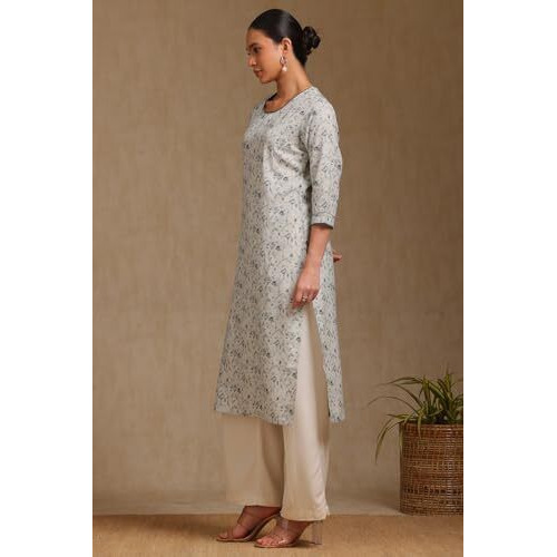 Soch Women's Linen Regular Kurta (Cws5Ku61274_Off White