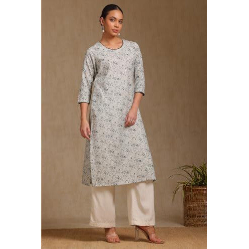 Soch Women's Linen Regular Kurta (Cws5Ku61274_Off White
