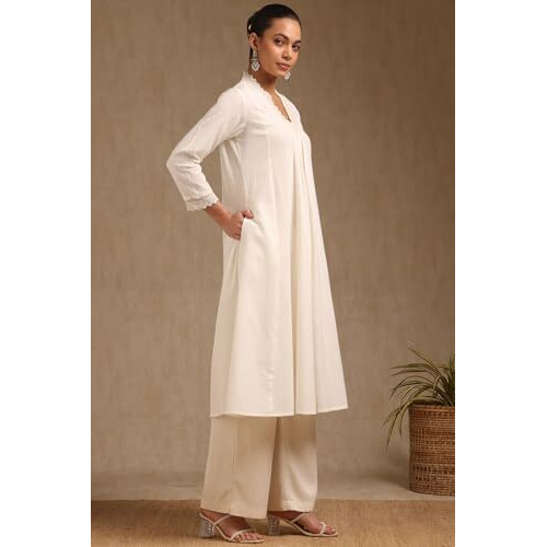 Soch Women's Pure Cotton Solid Regular Kurta (Cws5Ku61361_Off White