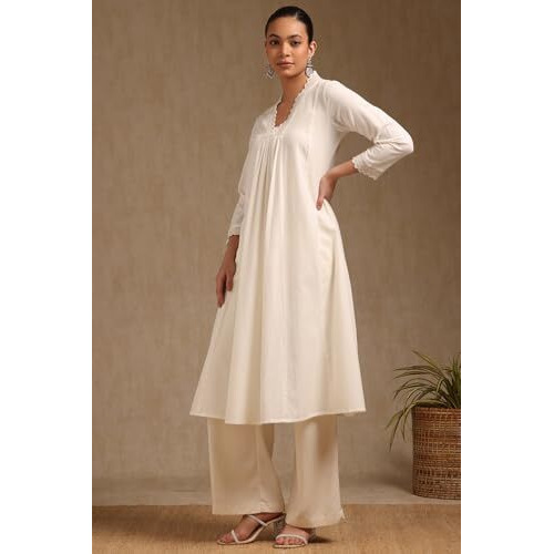 Soch Women's Pure Cotton Solid Regular Kurta (Cws5Ku61361_Off White
