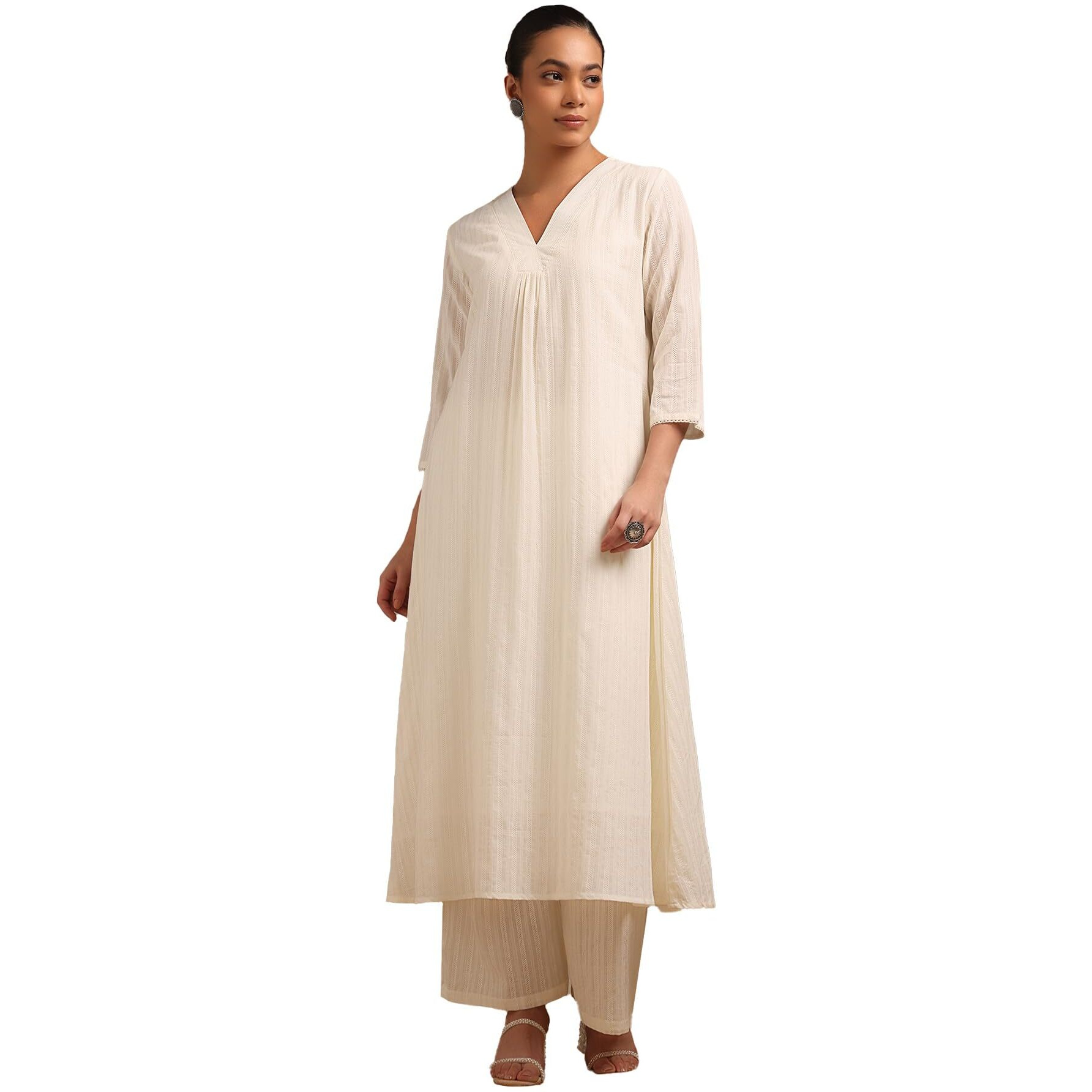 Soch Women's Pure Cotton Kurta Set (Cws5Ks10840_Off White
