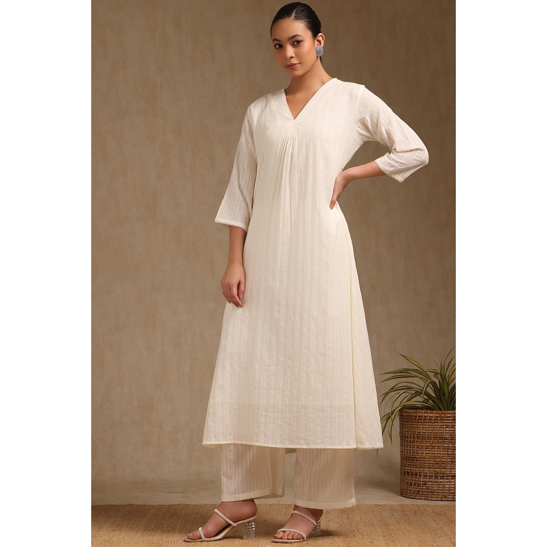 Soch Women's Pure Cotton Kurta Set (Cws5Ks10840_Off White