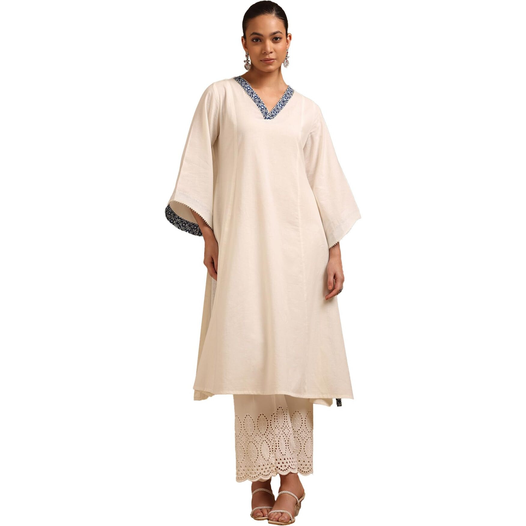 Soch Women's Pure Cotton Solid Regular Kurta (Cws5Ku61399_Off White