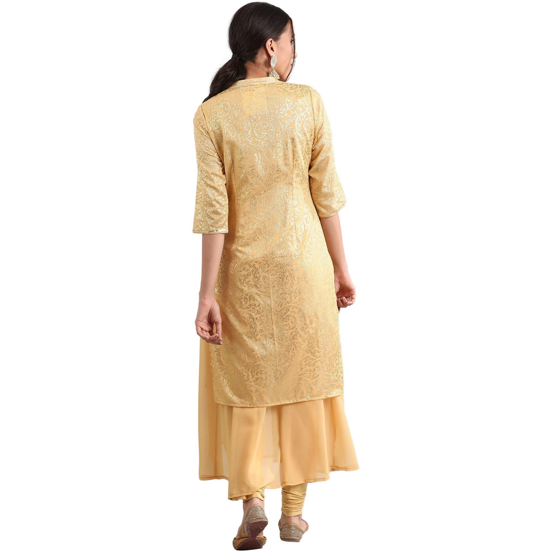 Aurelia Women's Chiffon Kurta (20Fea11339-501386_Gold_Small)
