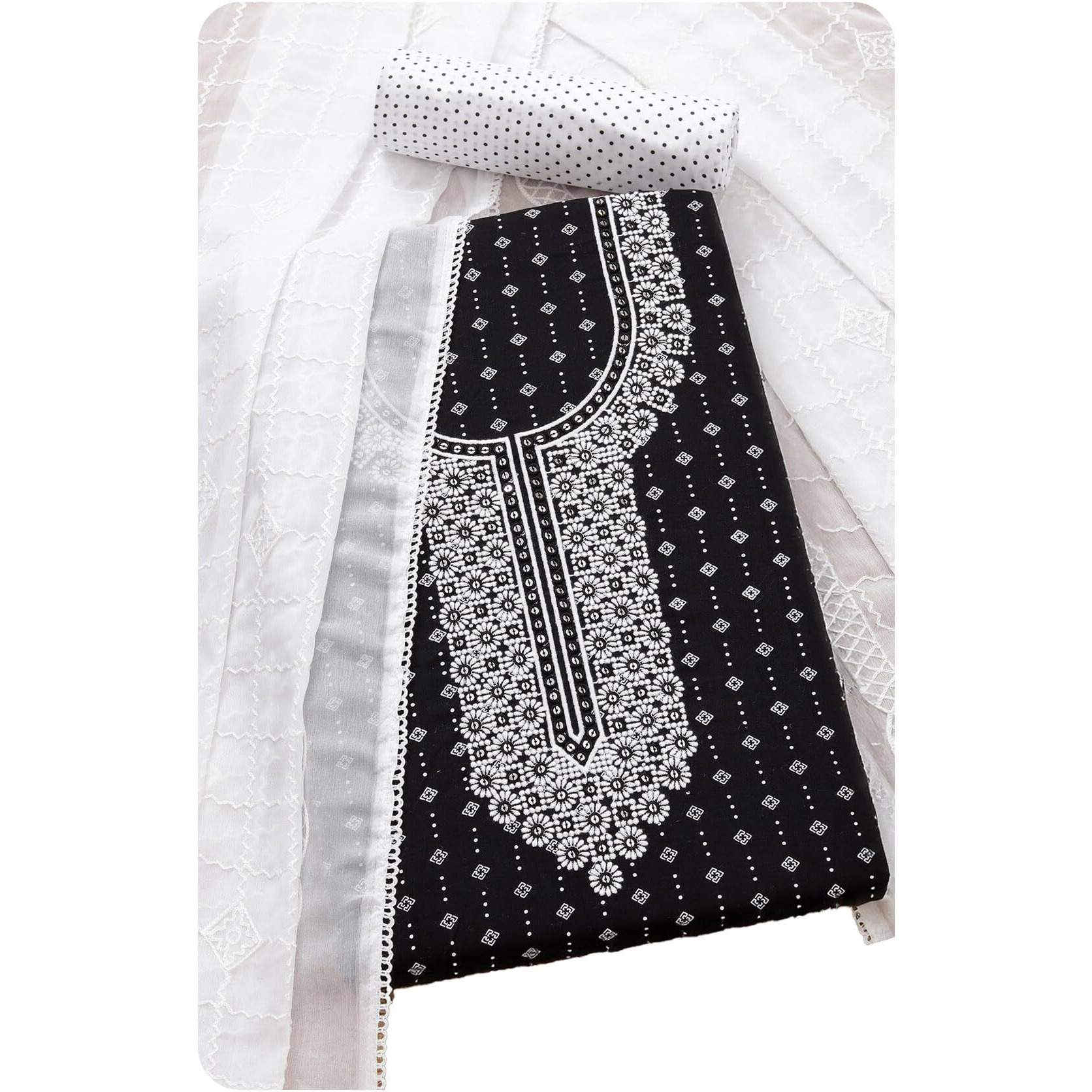 Soch Womens Black Rayon Floral Print Unstitch Dress Material With Thread Work
