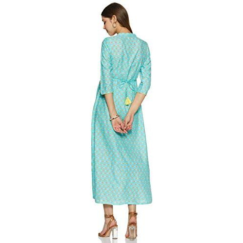 W For Woman Rayon A-Line Dress (20Fea11264-501313_Green_Medium)