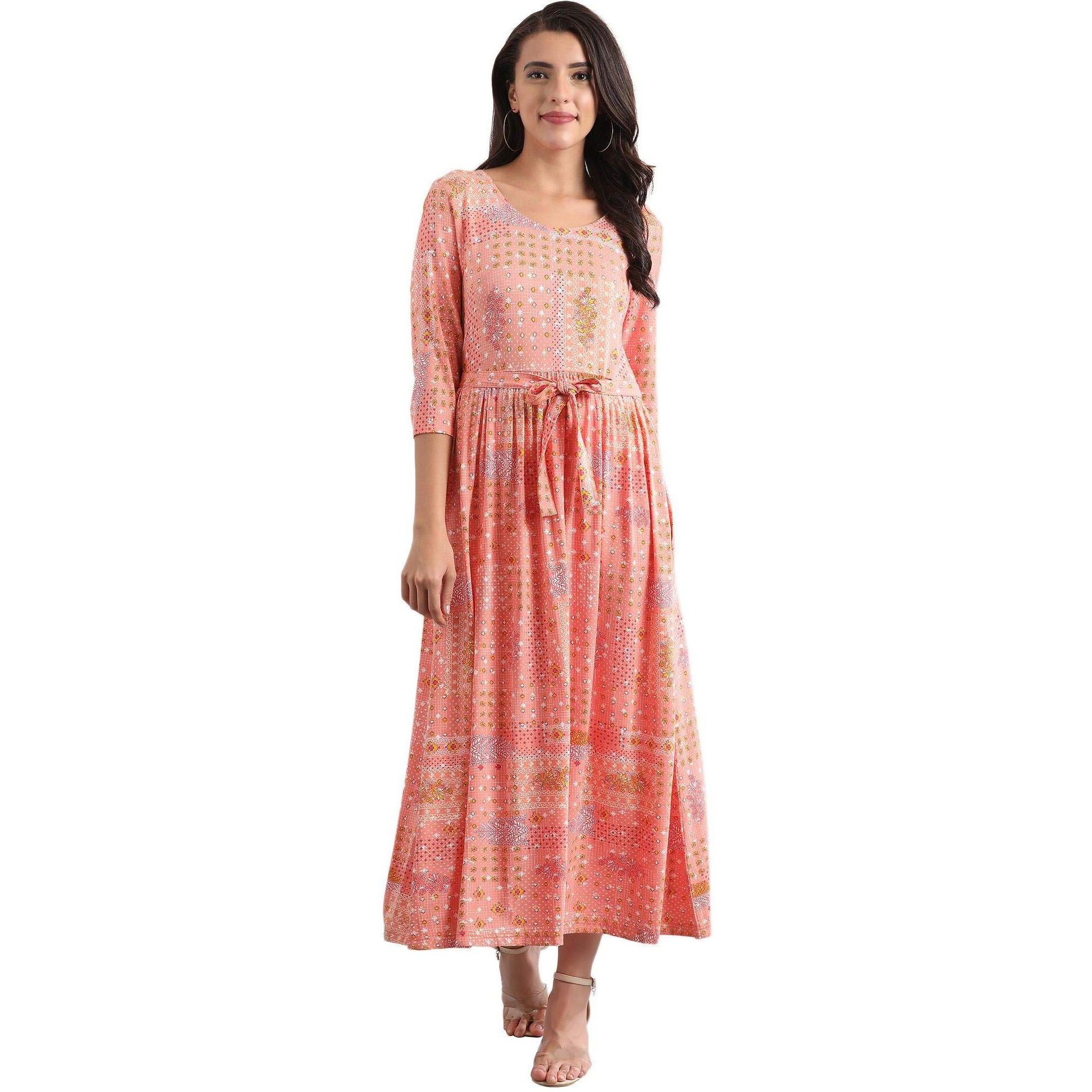 Aurelia Women's Rayon A-Line Maxi Dress (20Fea11279-501338_Peach_X-Small)