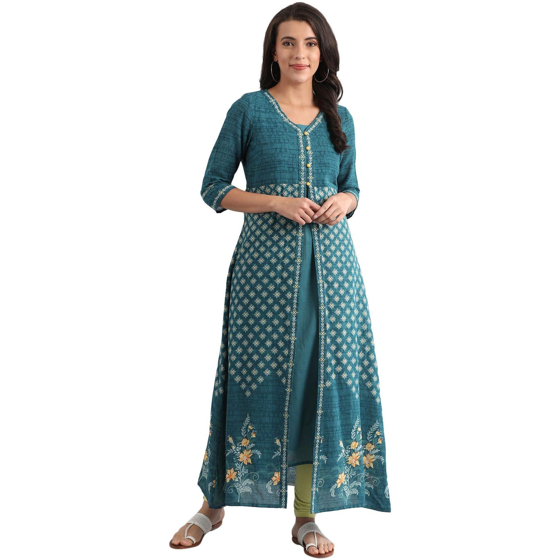 Aurelia Women's Cotton Kurta (20Fea11434-501456_Blue_Small)