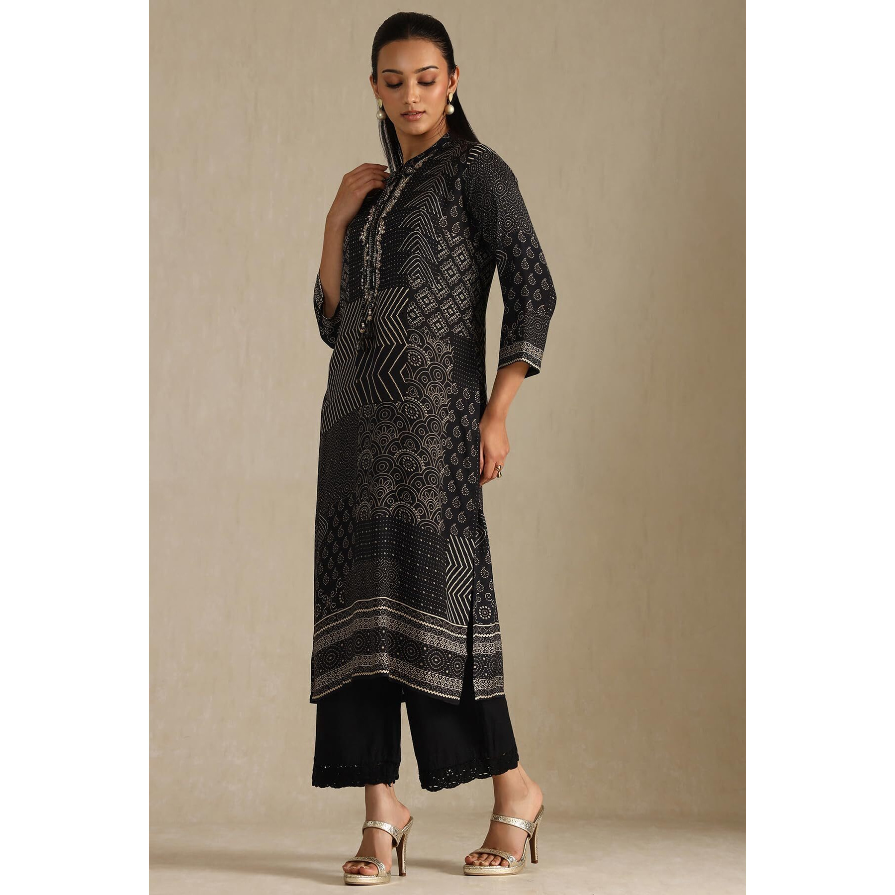 Soch Women's Muslin Regular Kurta (Rsd-Ews5Ku61300_Black