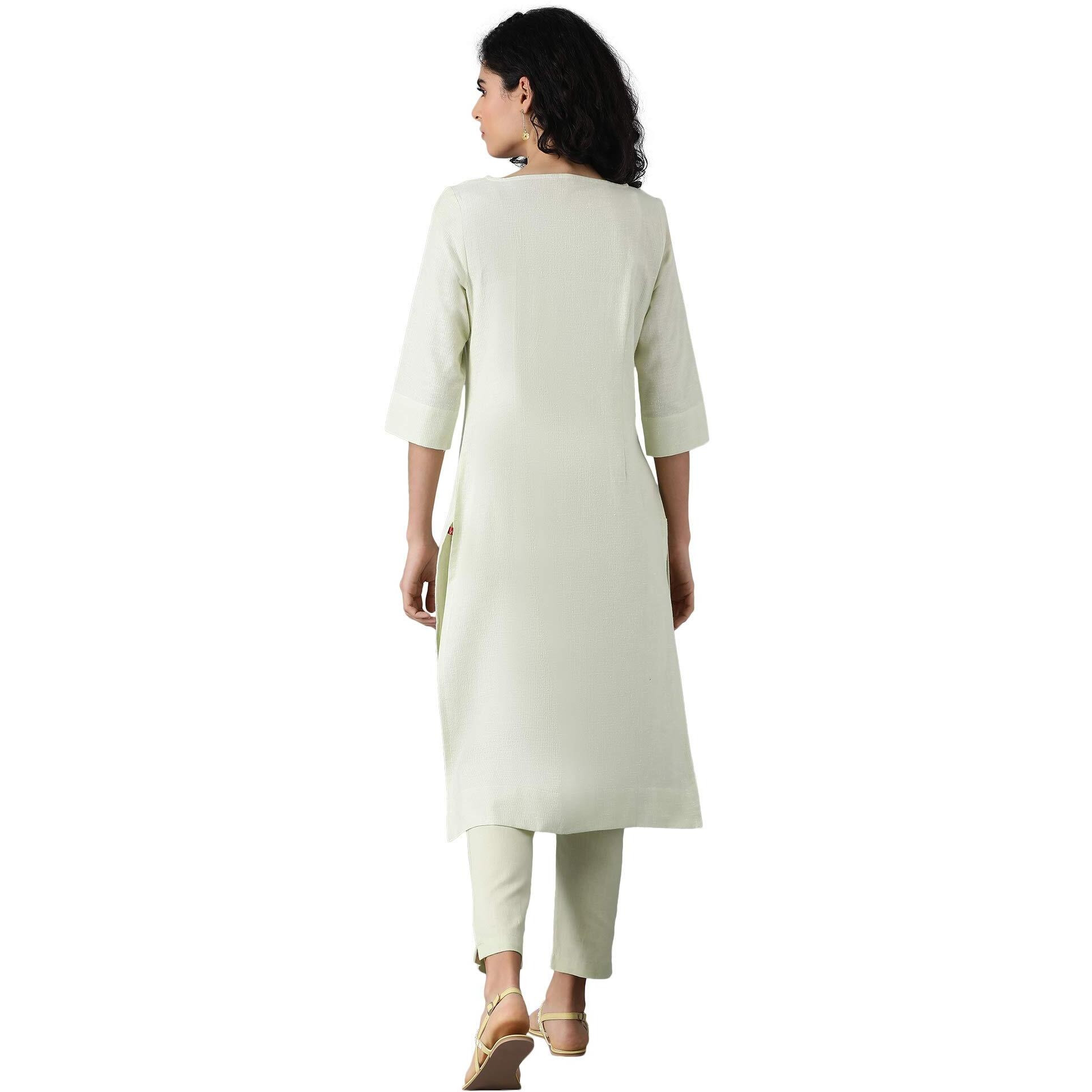 W For Woman Women's Cotton Kurta (20Few13354-311437_Green_16 (Xx-Large))