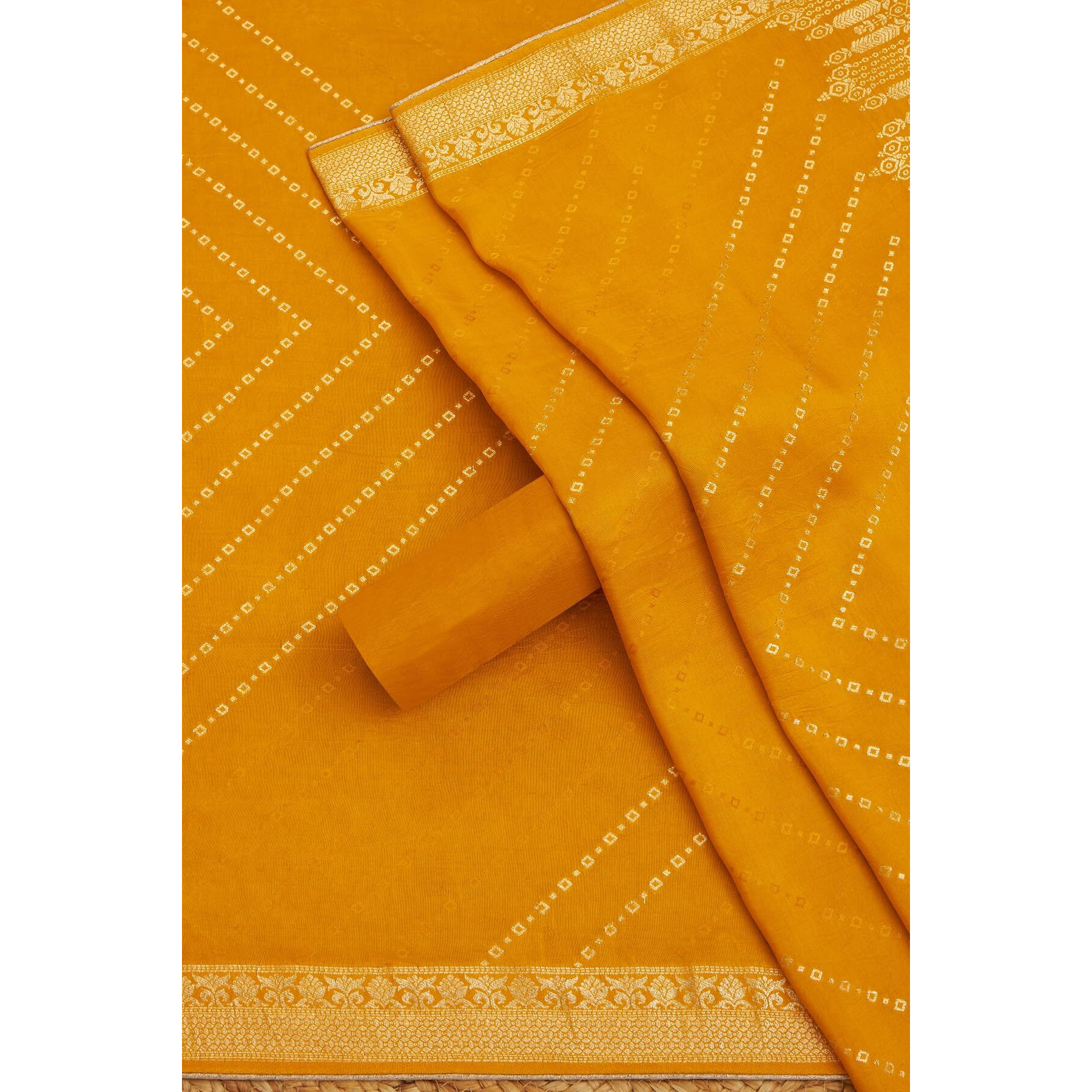 Soch Womens Yellow Silk Blend Zari Woven Unstitch Dress Material With Stone Work