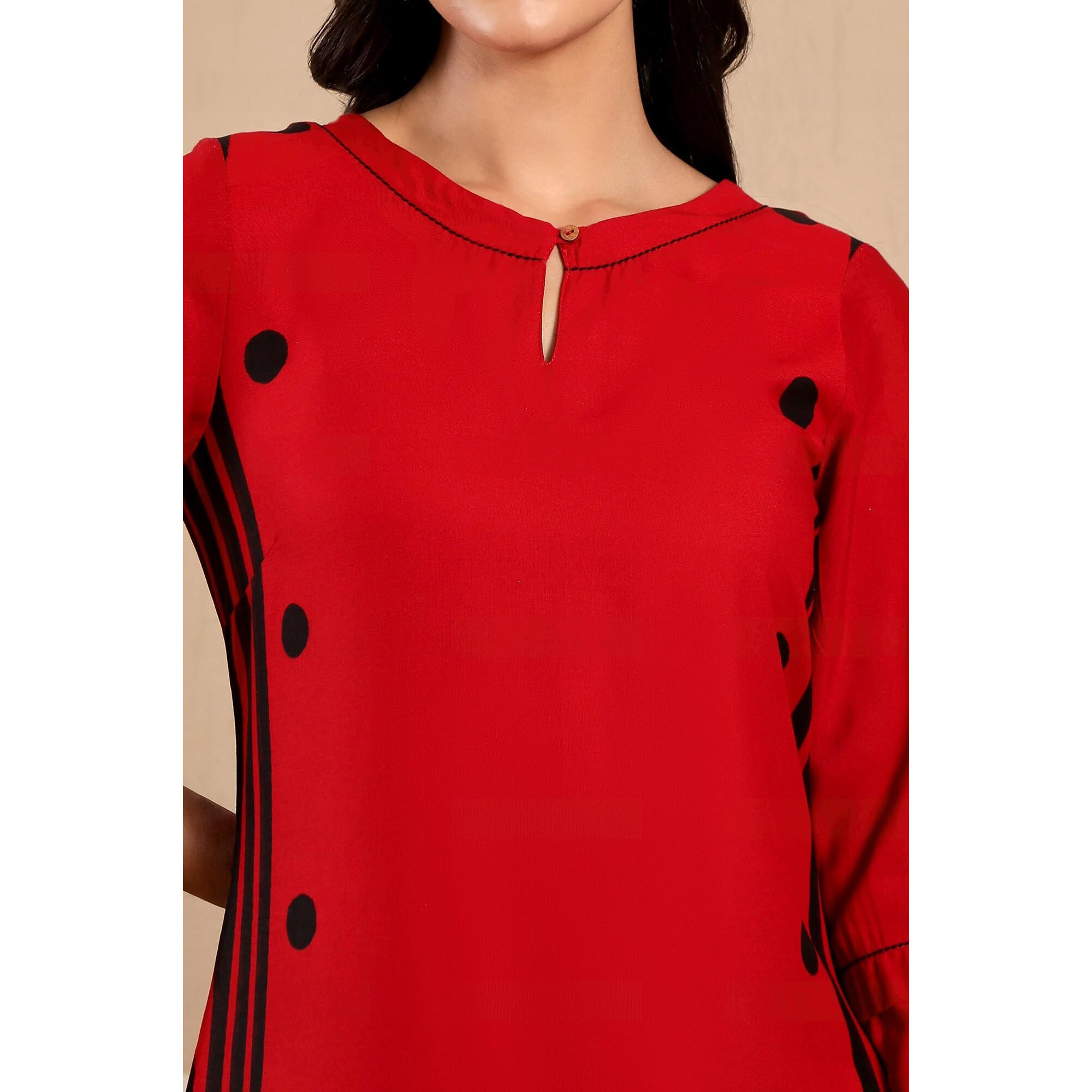 W For Woman Women's Rayon Kurta (20Few13228-113669_Red-Front_8 (Small))