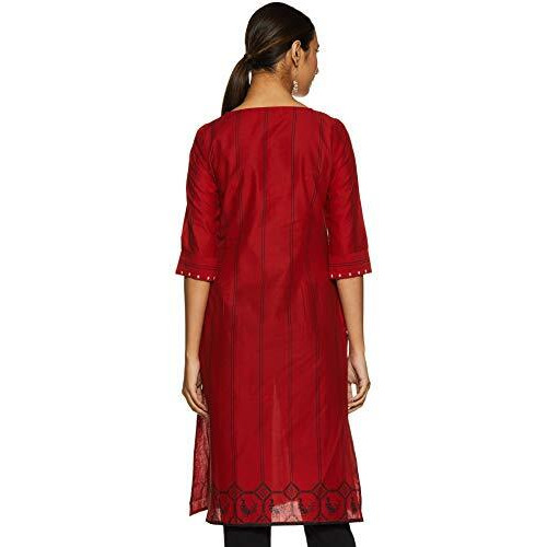 W For Woman Women's Cotton Kurta (20Few13229-113670_Scarlet Red_6 (Xs))