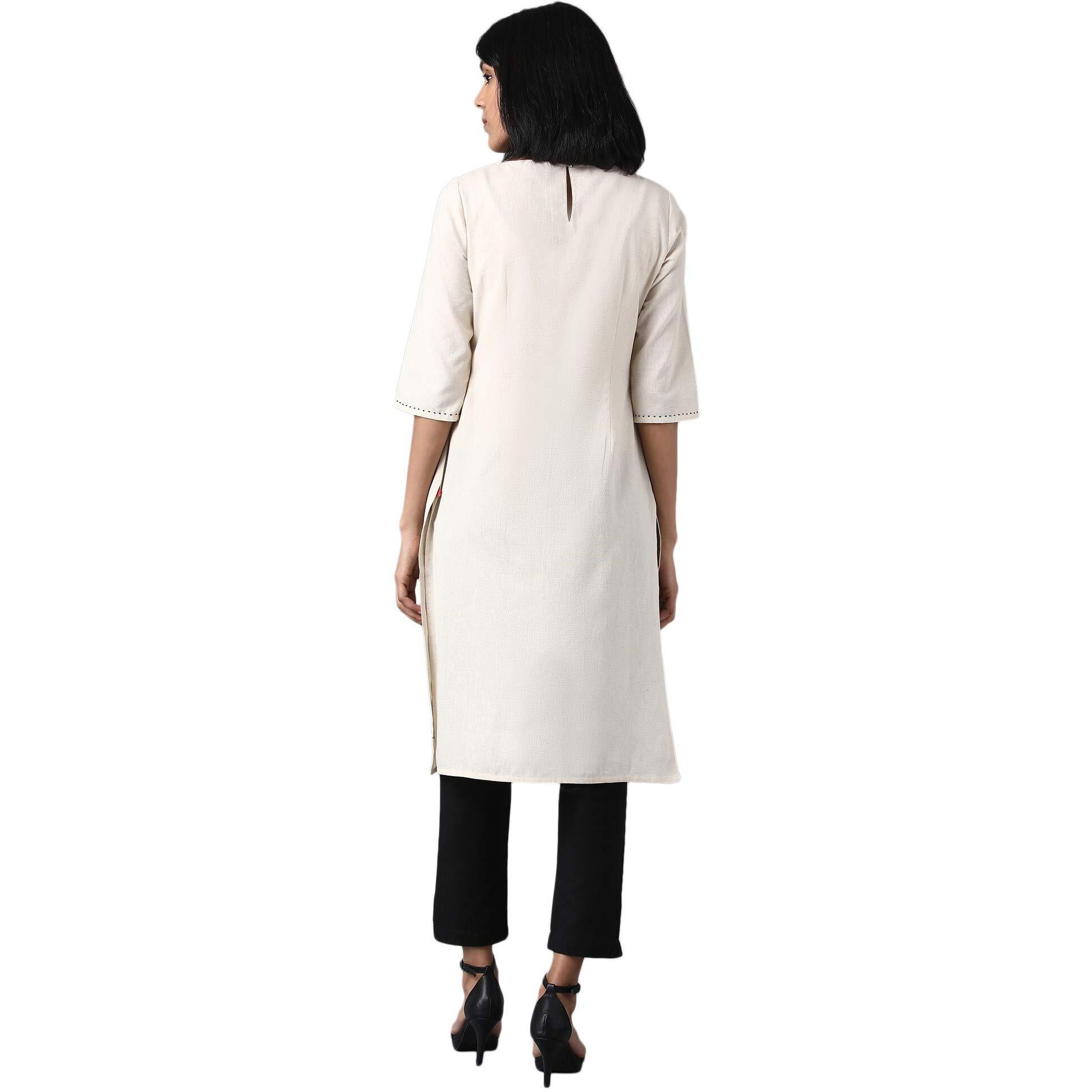 W For Woman Women's Cotton Kurta (20Few13152-213512_Ecru_16 (Xx-Large))