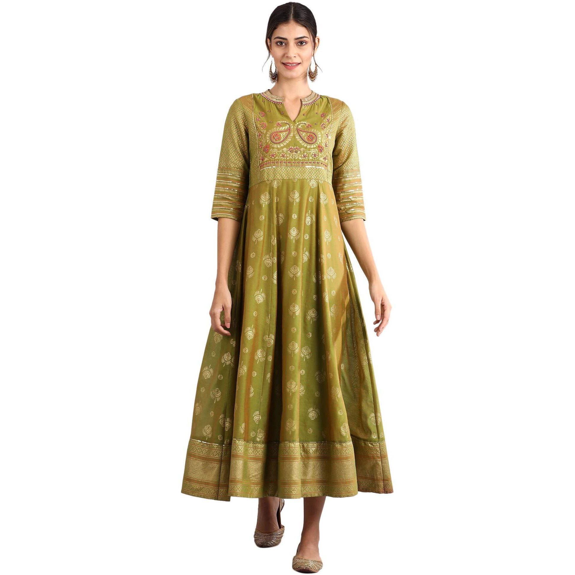 Aurelia Women's Rayon A-Line Maxi Dress (20Fed10222-501709_T-Green_M)