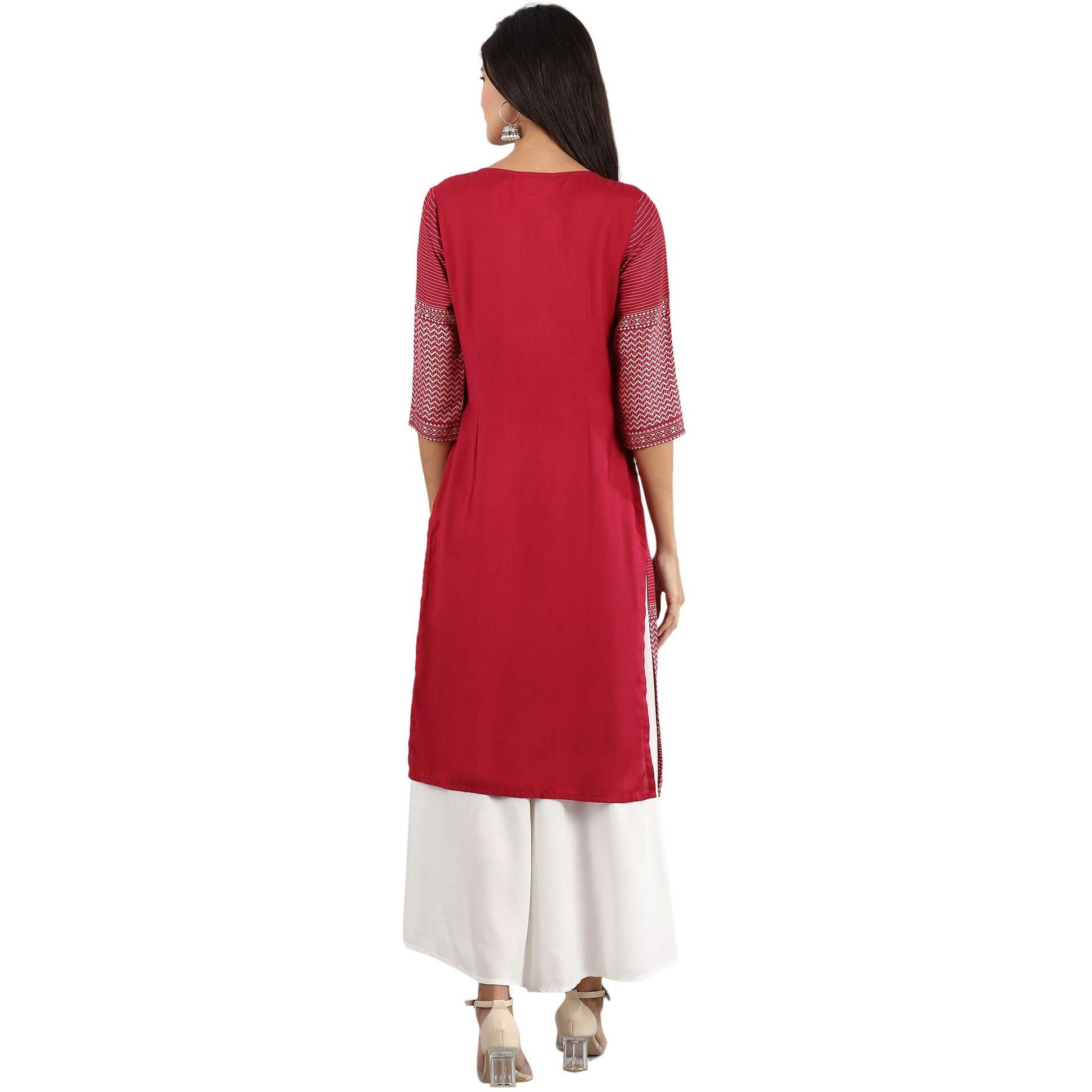 Aurelia Women's Rayon Kurta (20Fea10420-701032_Pink_Medium)