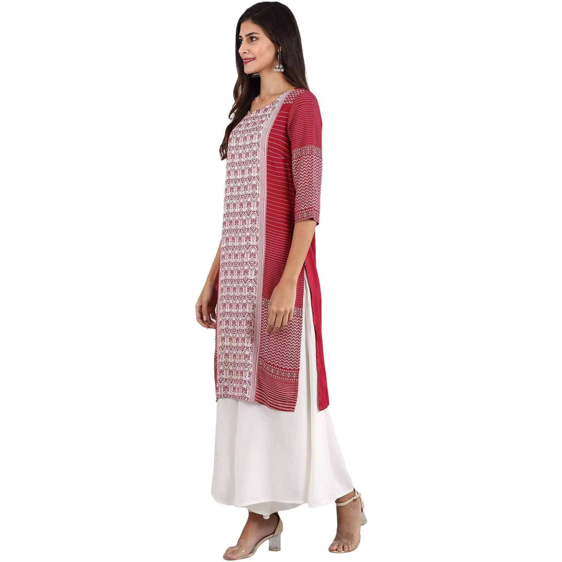 Aurelia Women's Rayon Kurta (20Fea10420-701032_Pink_Medium)