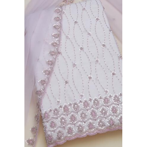 Soch Womens Lavender Crinkle Chiffon Unstitch Dress Material With Cutdana
