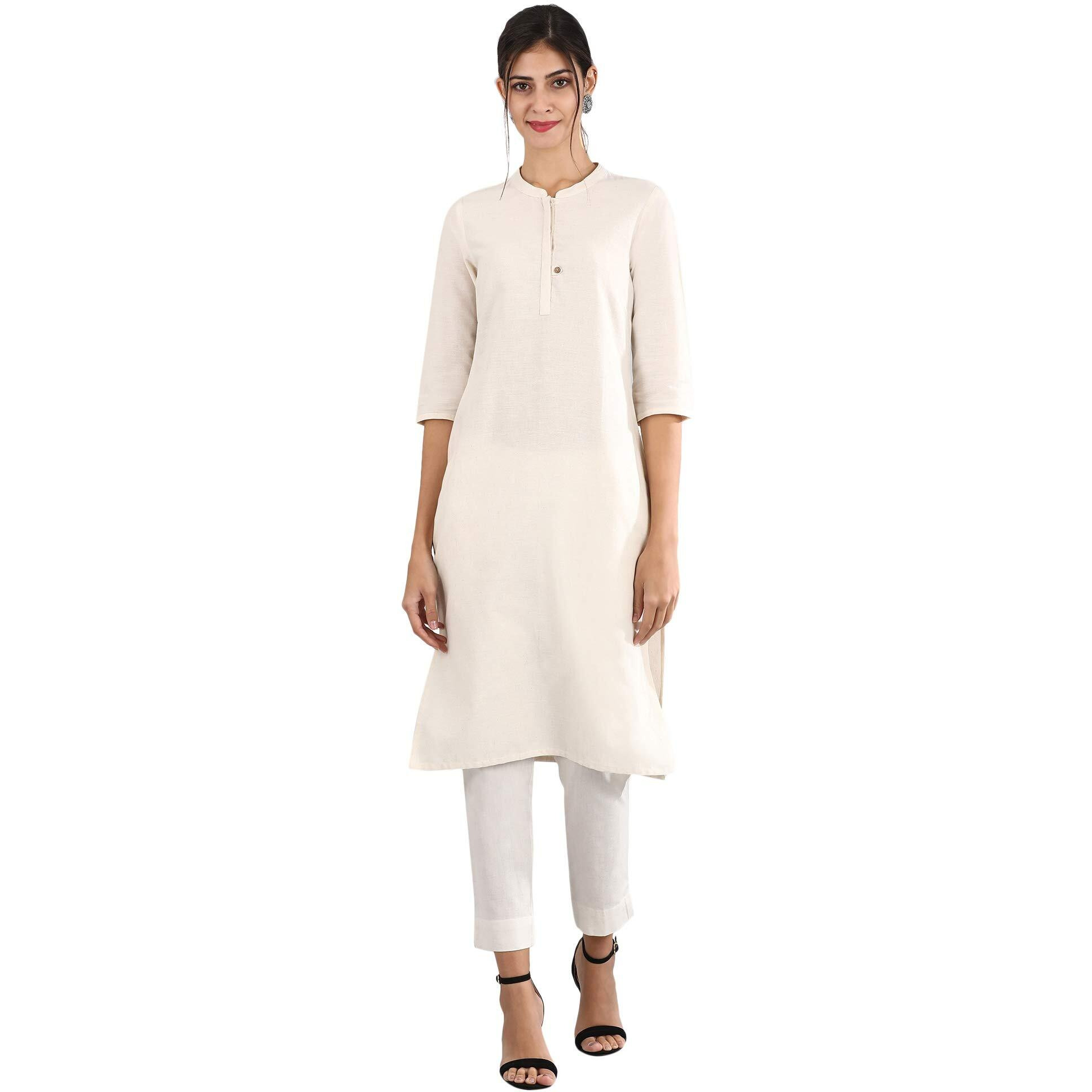 Aurelia Women's Cotton Kurta (20Fea11444-601173_Natural_Medium)