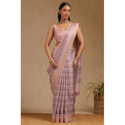 Soch Womens Purple Art Silk Ethnic Motif Saree
