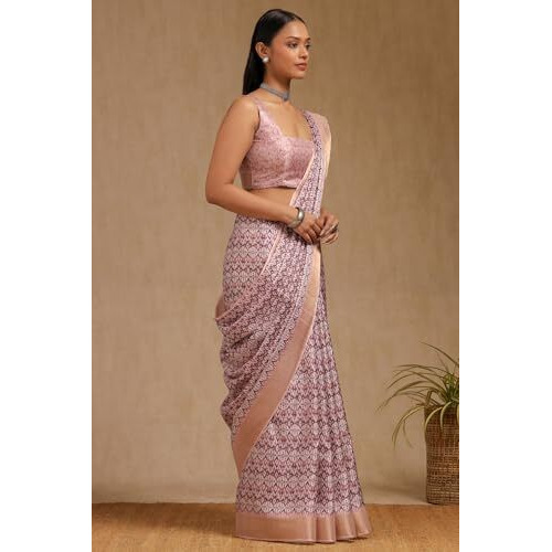 Soch Womens Purple Art Silk Ethnic Motif Saree
