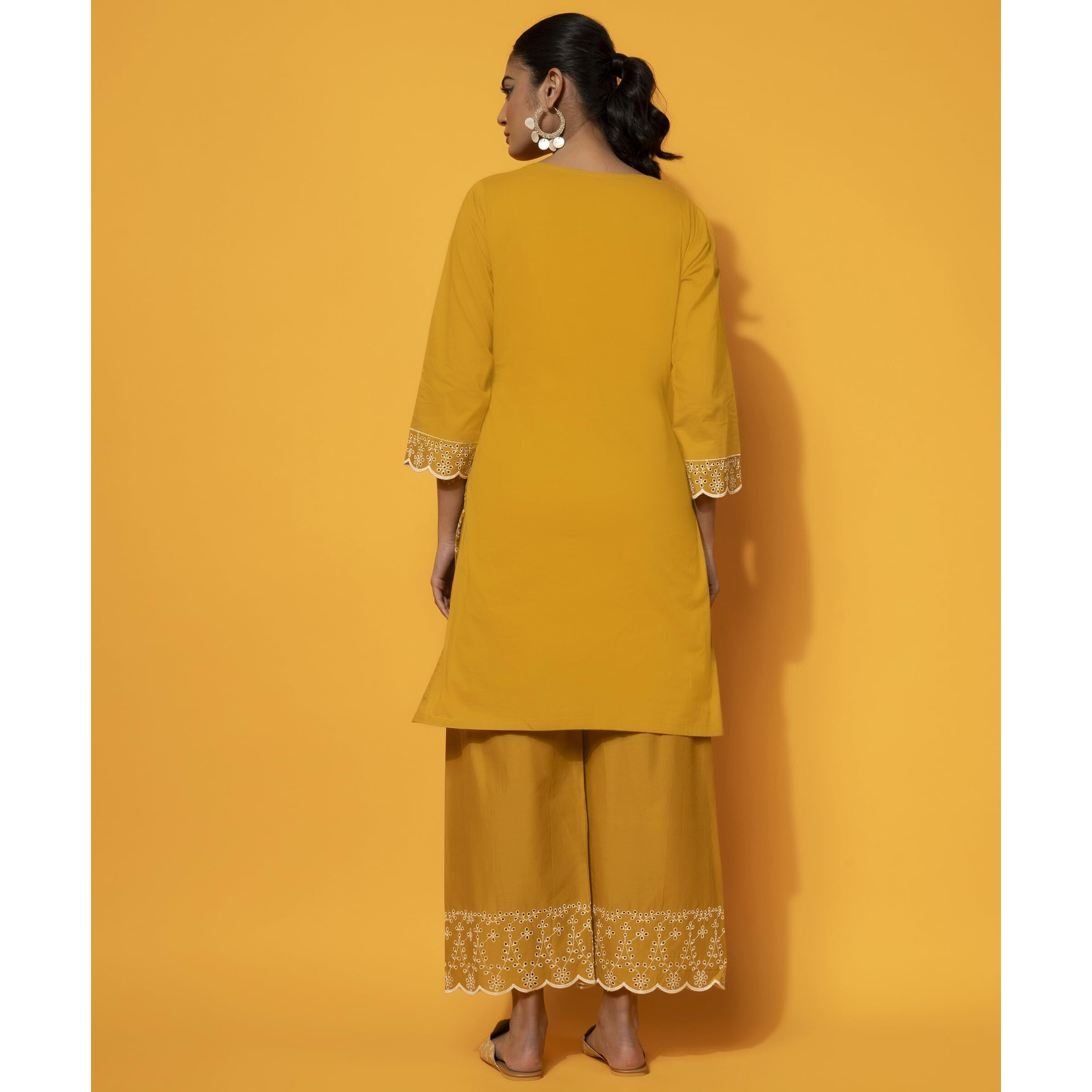 Libas Women's Cotton Co-Ords (27370_Mustard