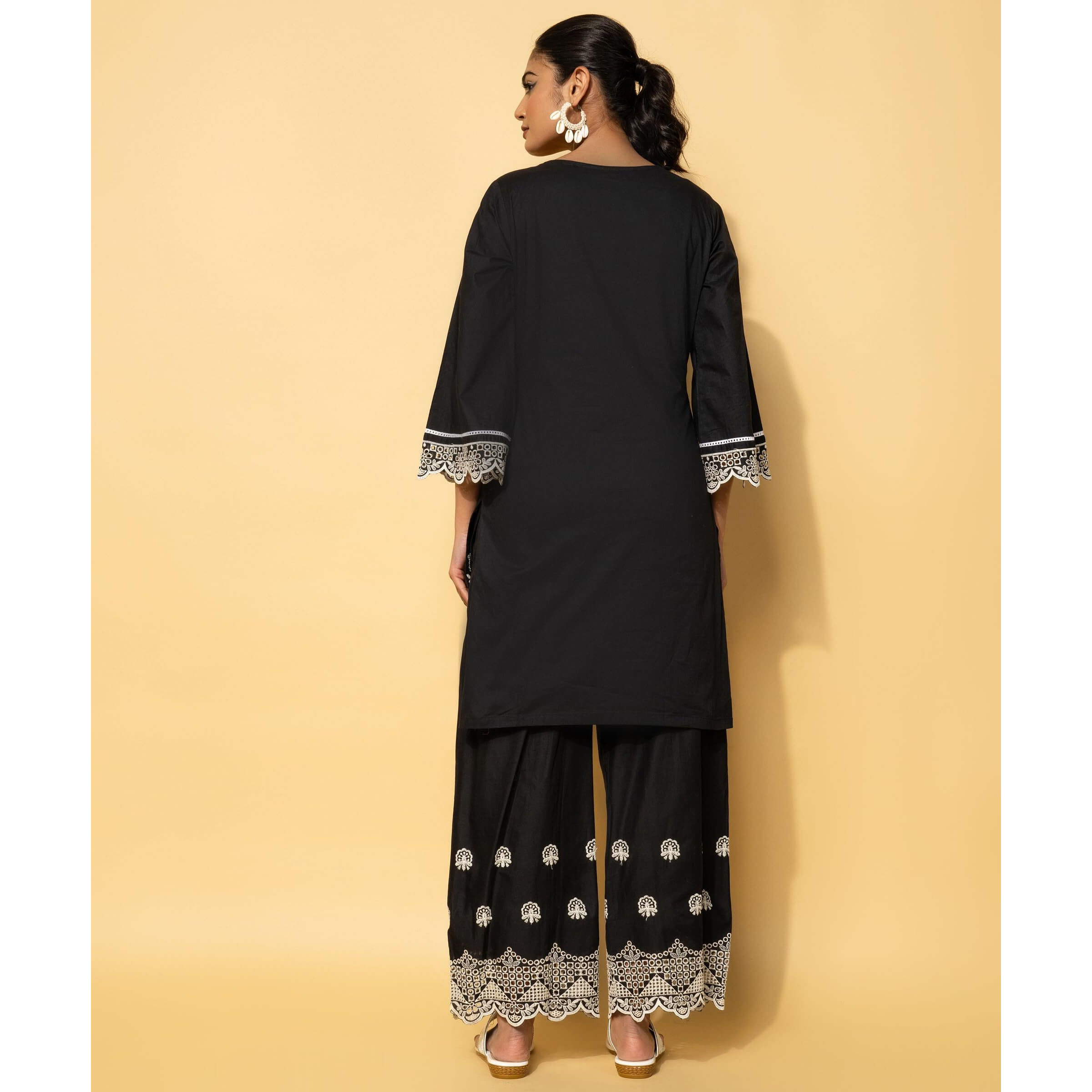 Libas Women's Embroidered Co-Ords (27371_Black
