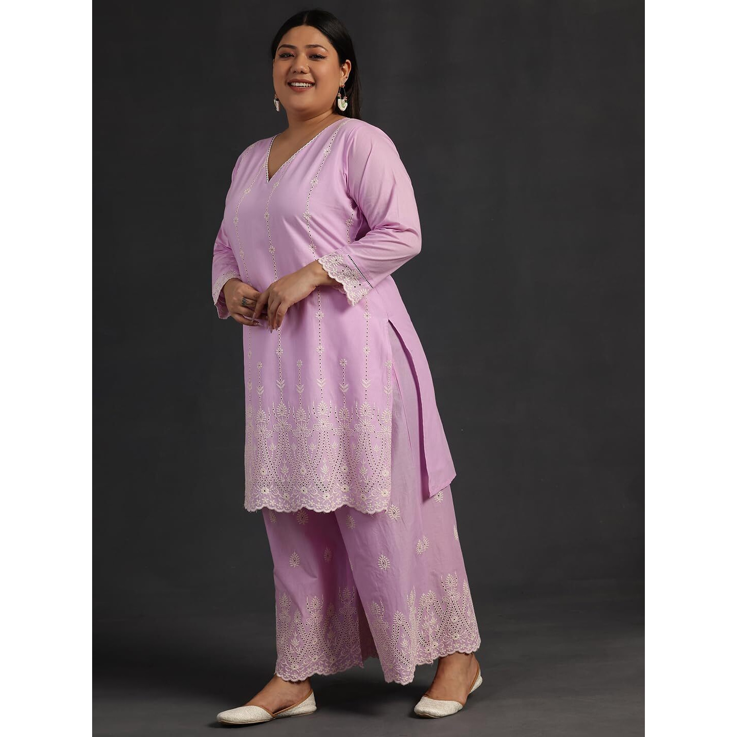 Libas Extra Love Women's Cotton Co-Ords (15572_Lavender_3Xl)