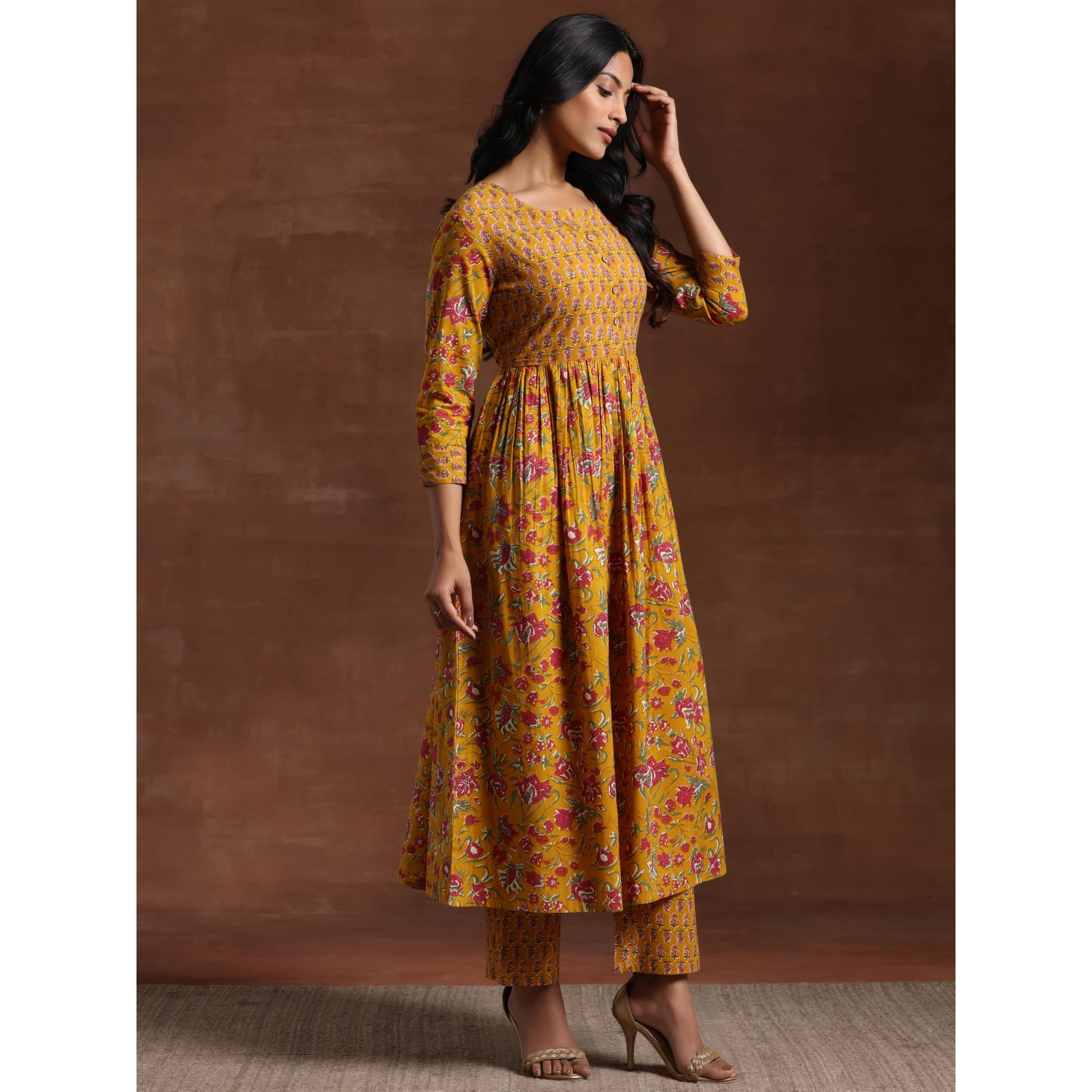 Libas Women's Cotton Kurta Set (27394_Yellow