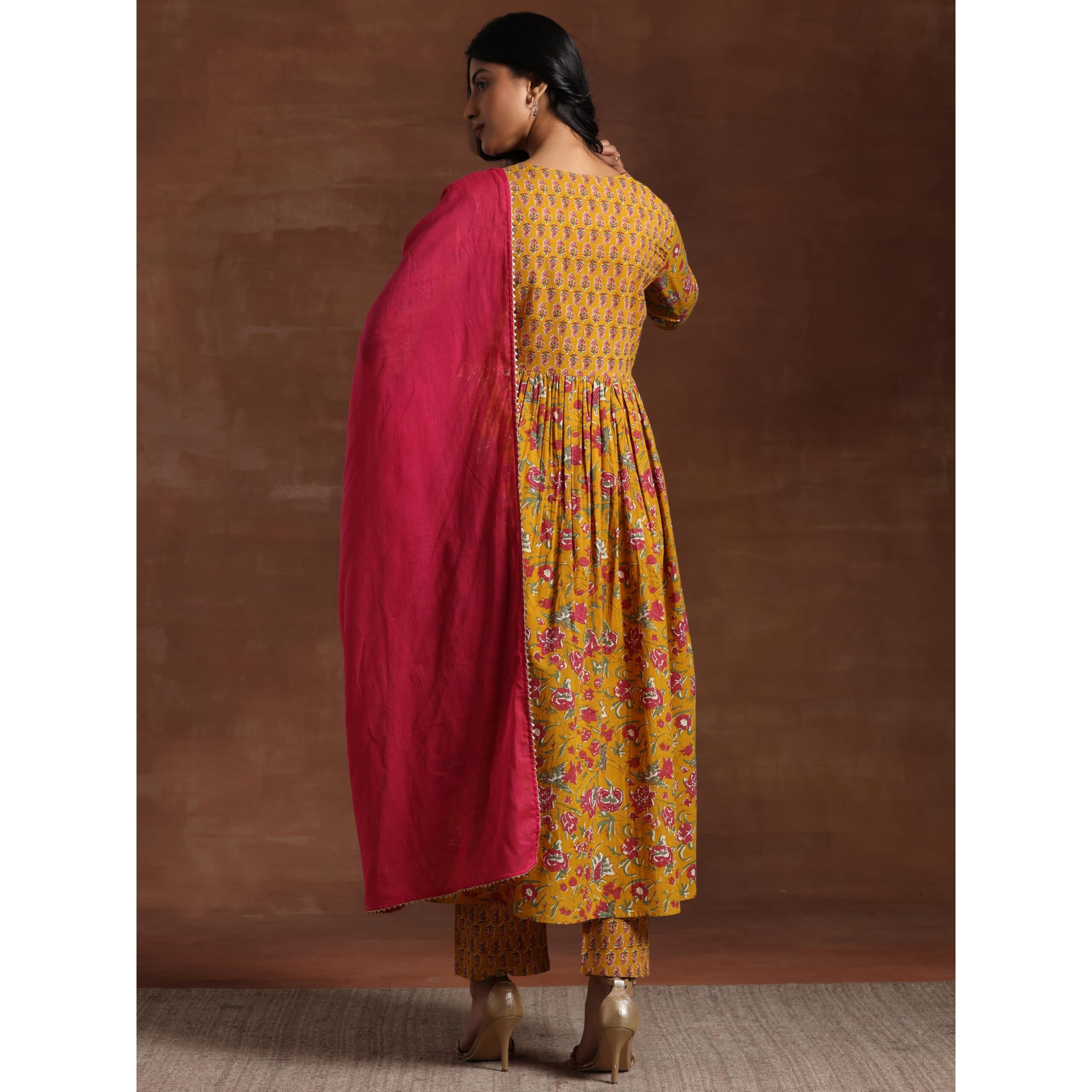 Libas Women's Cotton Kurta Set (27394_Yellow