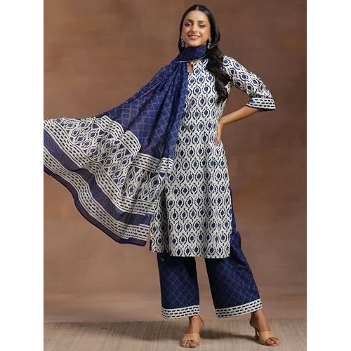 Libas Women's Cotton Kurta Set (35669_Blue