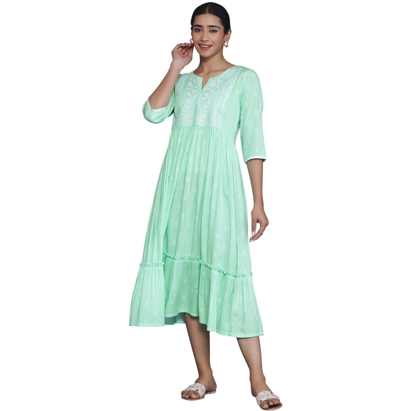 Libas Women's Viscose Rayon A-Line Dress (29041_Light Blue