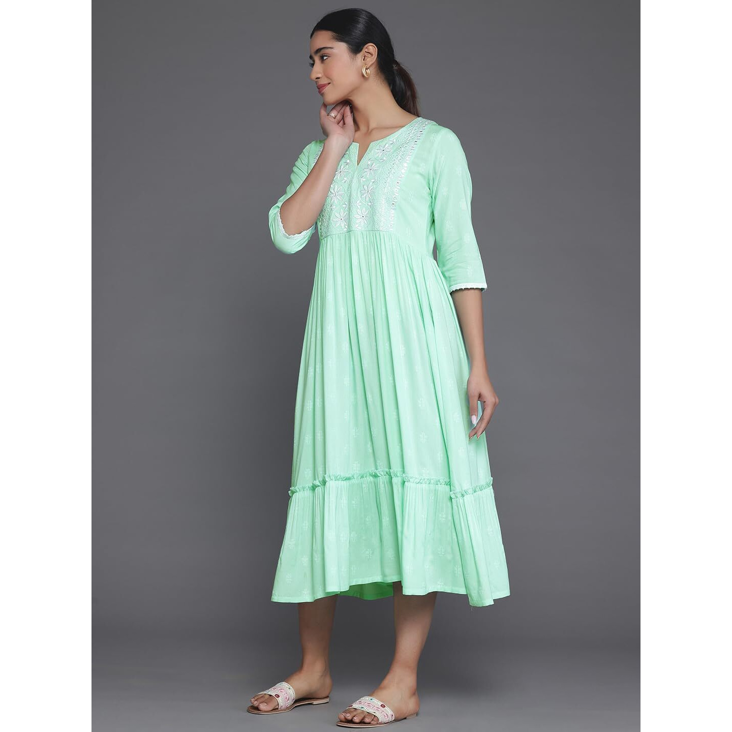 Libas Women's Viscose Rayon A-Line Dress (29041_Light Blue