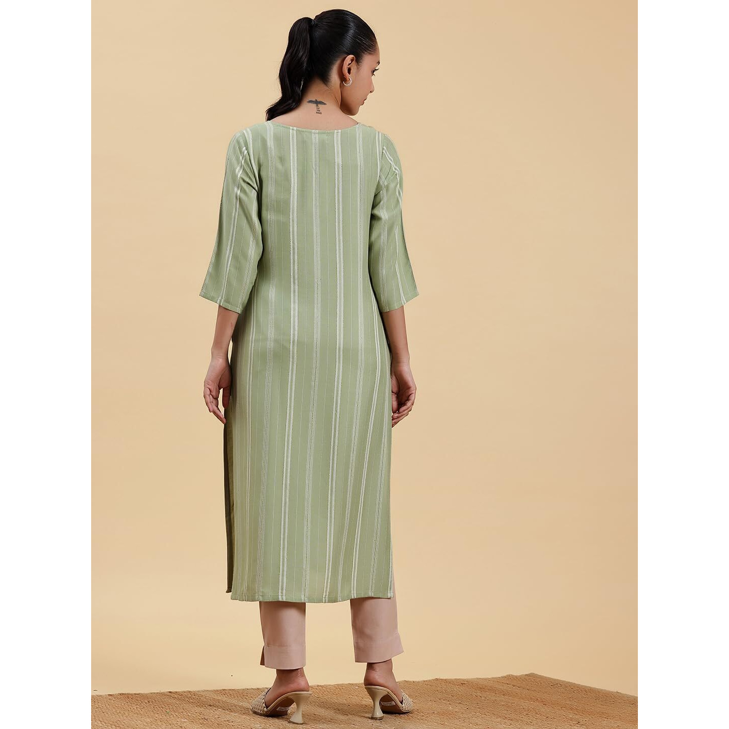 Libas Women's Viscose Rayon Regular Kurta (29019_Green_S)