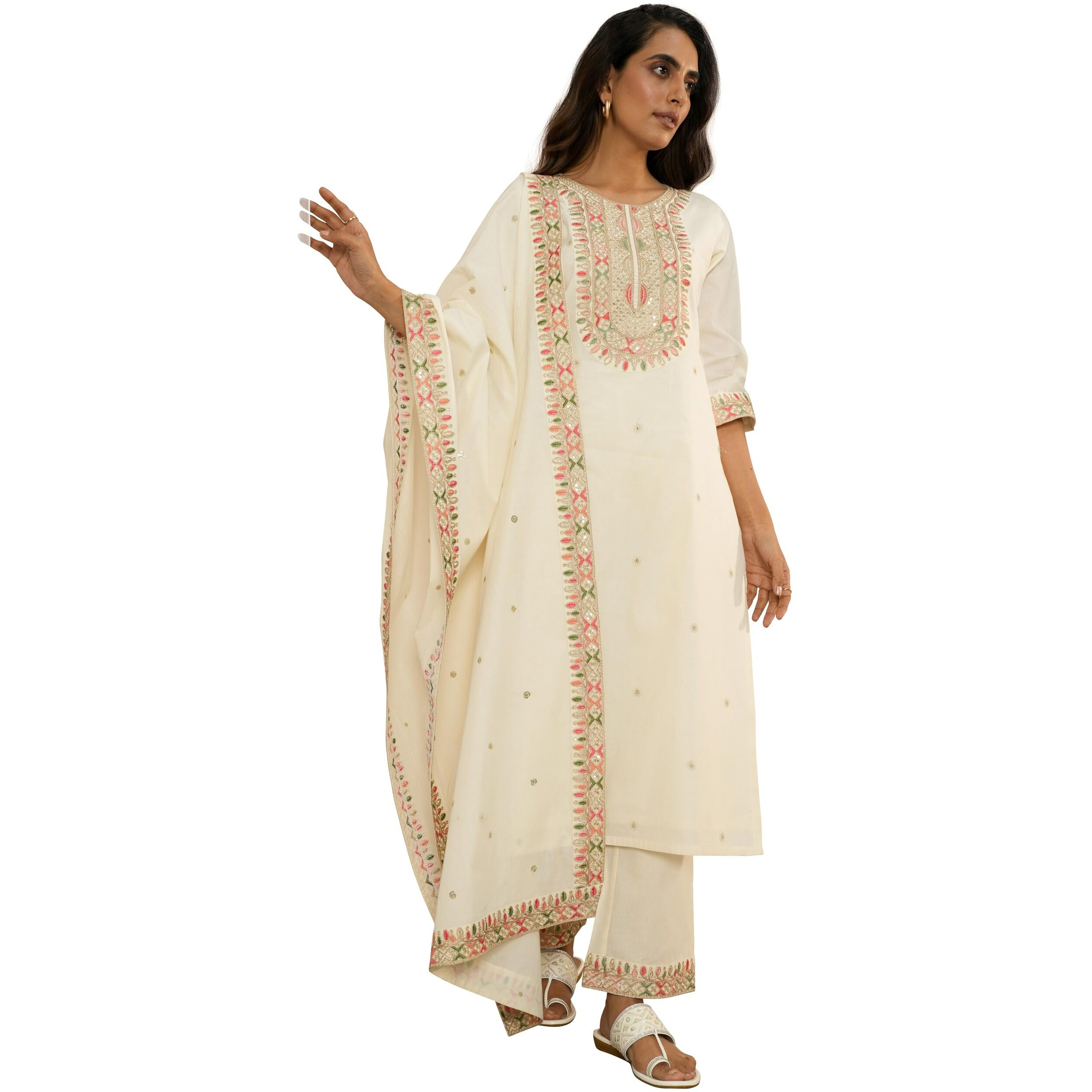 Libas Women's Cotton Kurta Set (35679_Off White