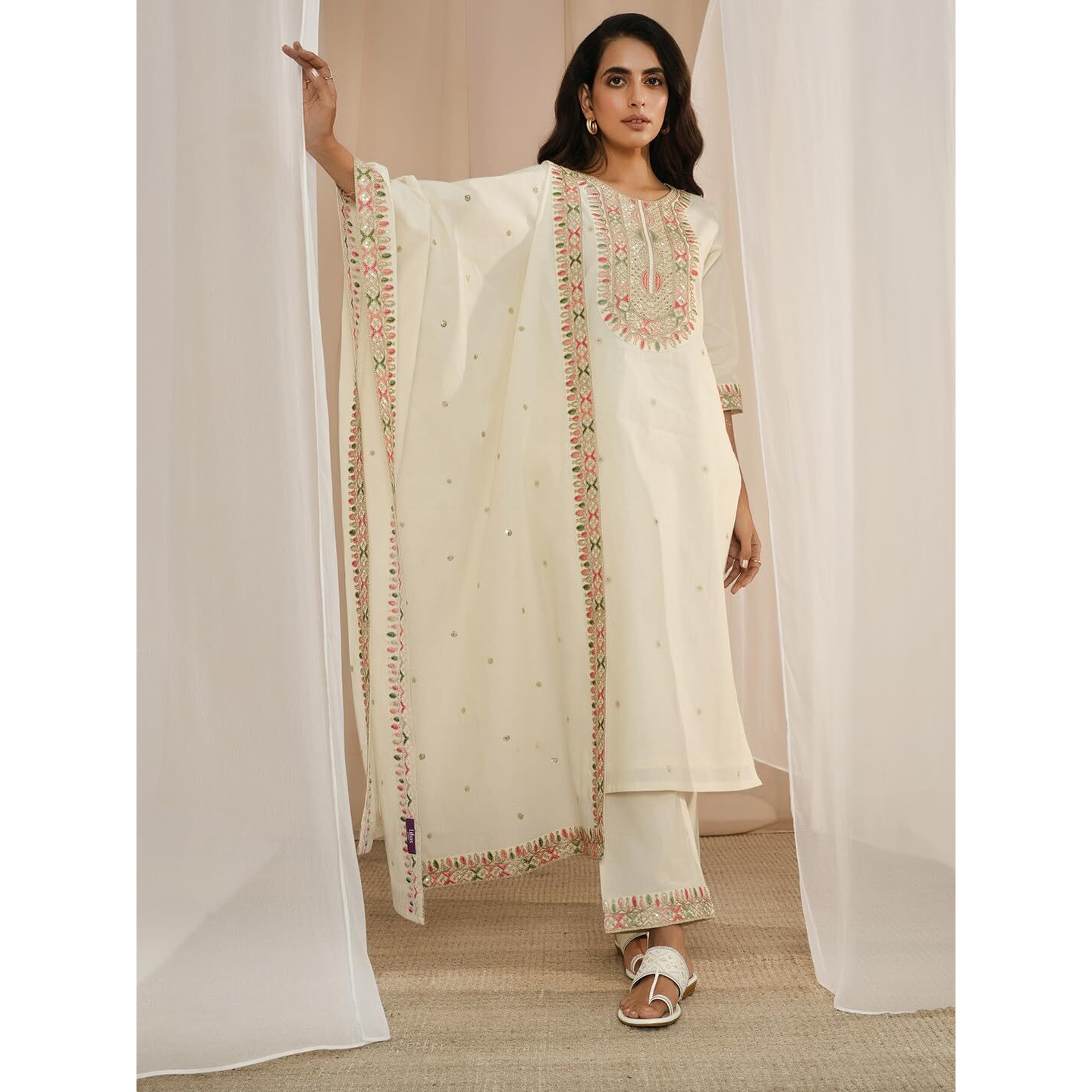 Libas Women's Cotton Kurta Set (35679_Off White