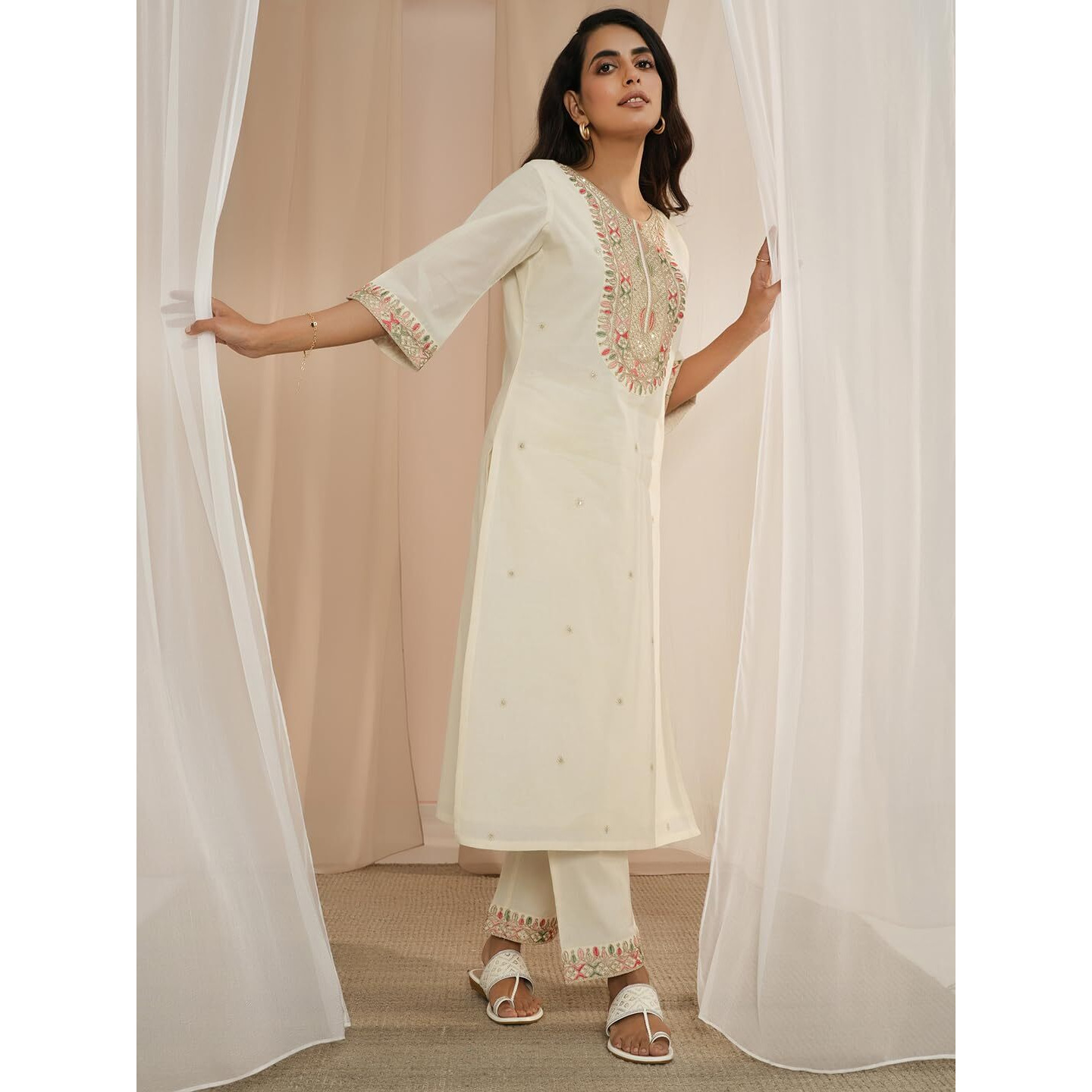 Libas Women's Cotton Kurta Set (35679_Off White